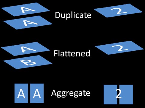 Duplicate, Flattened, Aggregated Spatial Processing Examples