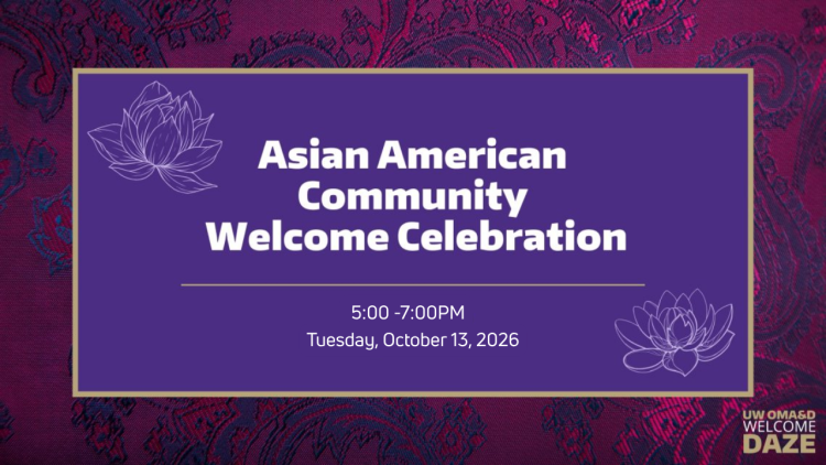 Banner for the Asian American Community Welcome Celebration on Tuesday, October 13, 2026 at 5pm to 7pm