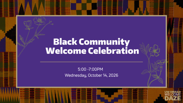 Banner for the Black Community Welcome Celebration on Wednesday, October 14, 2026 at 5pm to 7pm