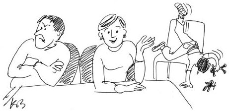 Cartoon illustrating the importance of seeing body language.
