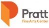 An abstract orange logo of the letter "P." Black and orange text to the left reads "Pratt Fine Arts Center"
