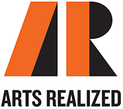Graphic logo of a stylized letter "A" and "R" in black and orange. Text below reads "Arts Realized"