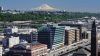 Seattle city scape with view of Mount Rainer behind
