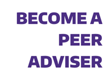 Purple text reading "Become a Peer Adviser"
