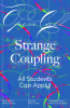 Blue background with multi-colored rainbow gradient swirling lines, with white text that reads "Open Call; Strange Coupling; All Students Can Apply."