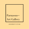 Yellow cream background, a black outline of a square with the text inside that reads "Parnassus - Art Gallery." Text outside the square reads "University of WA"