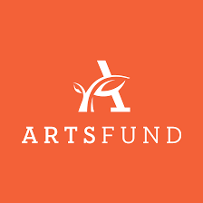 White serif text over an orange background that reads "Artsfund." Over the text is a large stylized 'A', with leaves growing off it.