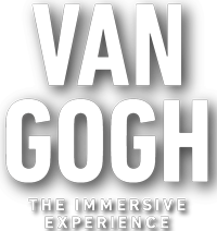 White text reads in bold, "Van Gogh; the immersive experience"