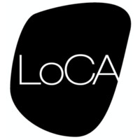 White text across black organic blob shape that reads "LoCA"