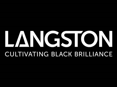 White text on black background reads "Langston; Cultivating black brilliance"