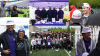 Photo collage of different college sports teams and support staff in groups and individual settings