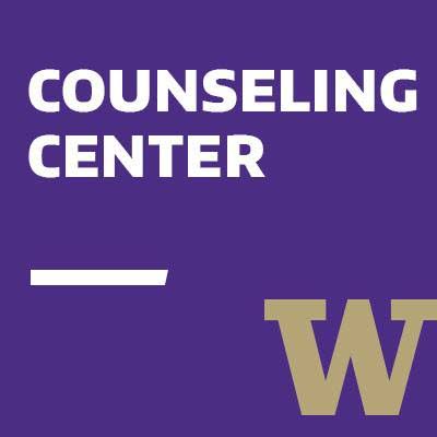 Purple background with white sans serif text that reads "Counseling Center"