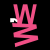 Black background with white and pink text based logo featuring two letter Ws