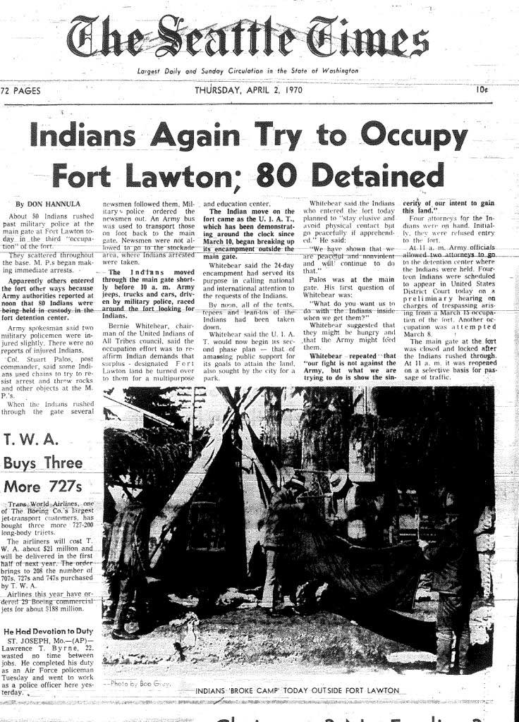 By Right of Discovery: United Indians of All Tribes Retakes Fort Lawton, 1970 - Seattle Civil Rights and Labor History Project