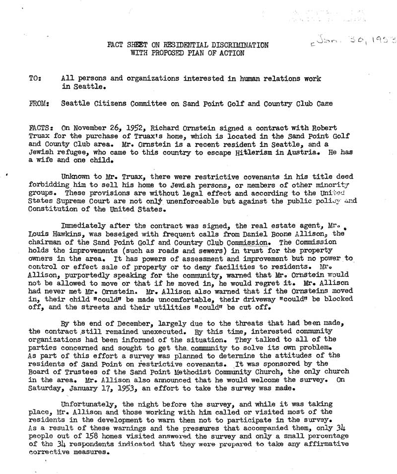 Racial Restrictive Covenants Enforcing Neighborhood Segregation In Seattle Seattle Civil 2664