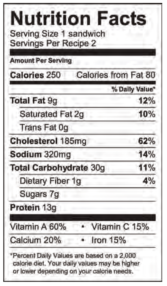 English Muffin Breakfast Sandwich Nutrition