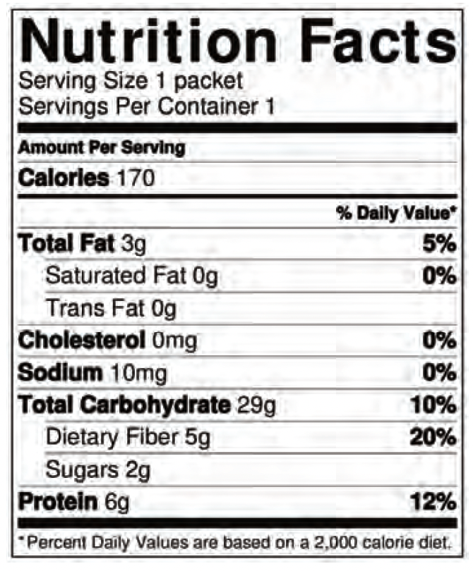 Oatmeal Packets Nutrition