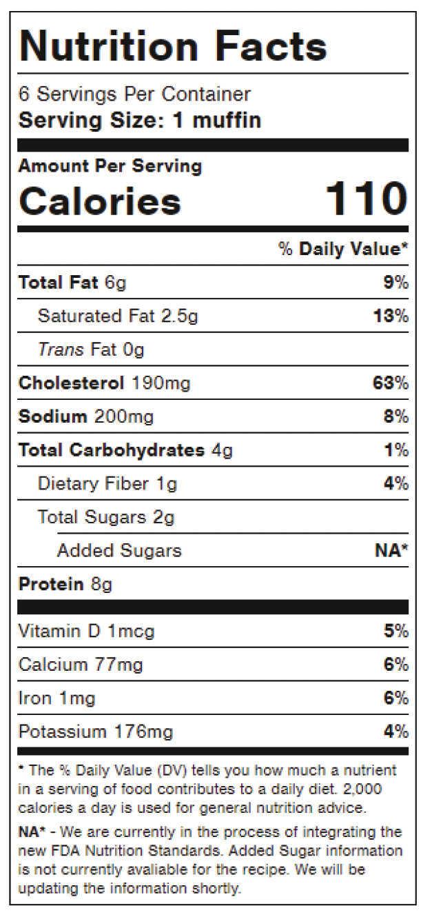 Scrambled Egg Muffins Nutrition