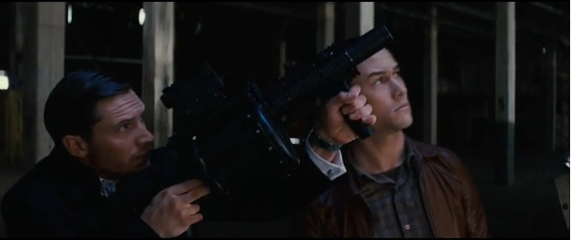 Screenshot from Inception, Eames shows Arthur how to dream big. Screenshot from Inception featuring Tom Hardy and Joseph Gordon-Levitt