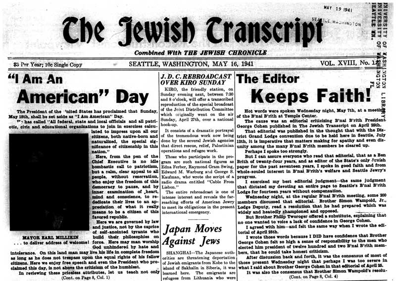 Responding to Anti-Semitism in the Jewish Transcript : Seattle’s Jews ...