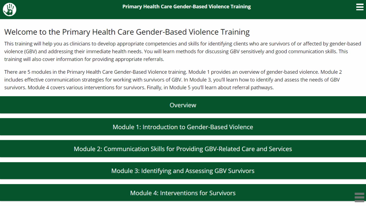 Primary Health Care Gender-Based Violence Training