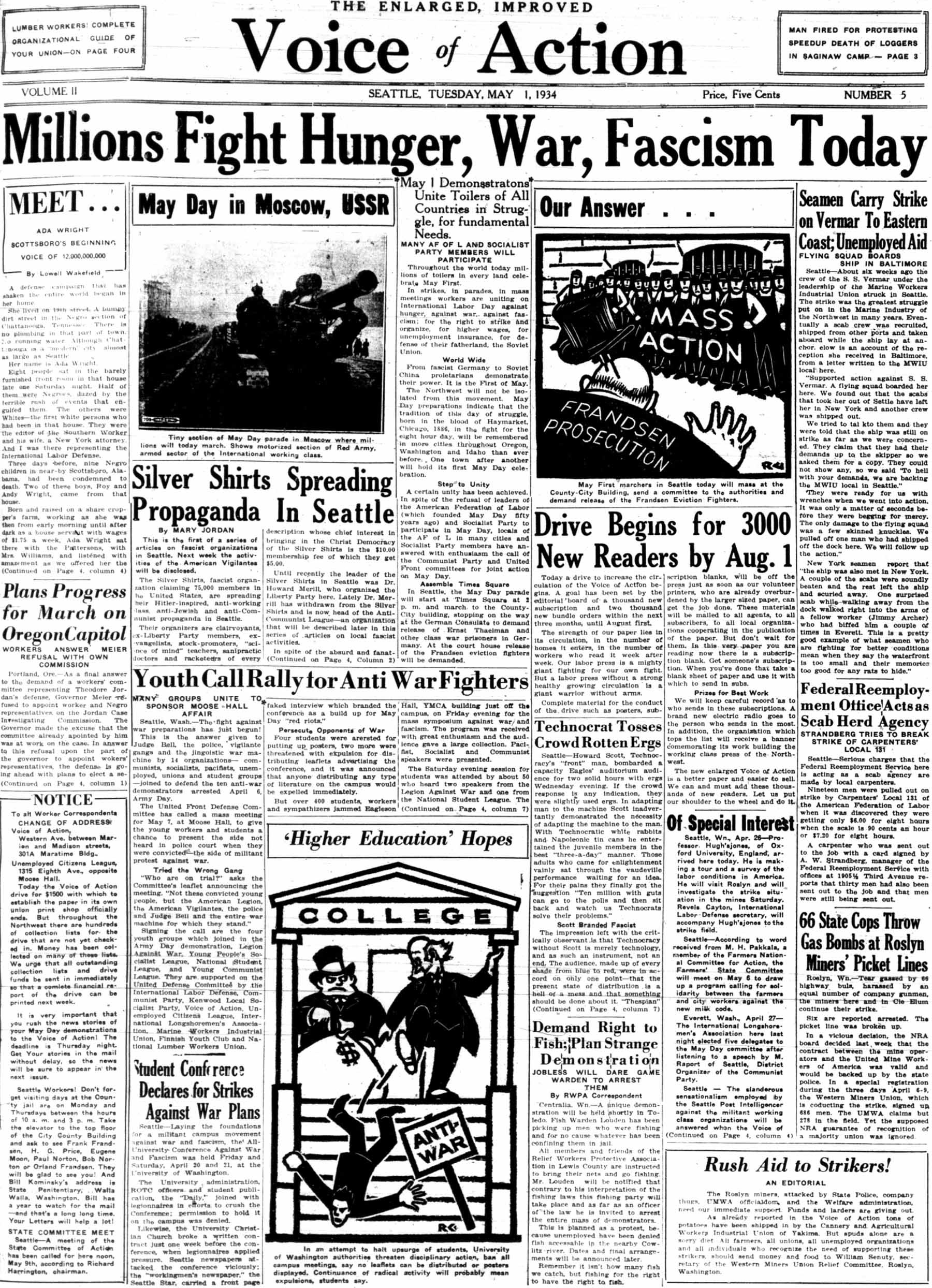1934 longshore strike newspaper coverage