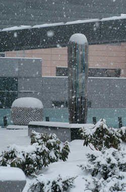 Image of the Surgery Pavilion in the snow.