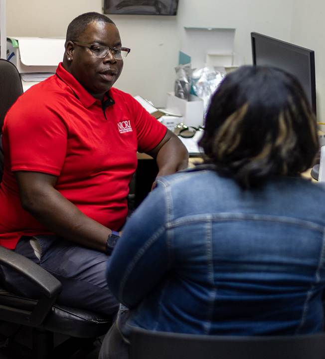 healthcare worker counseling client