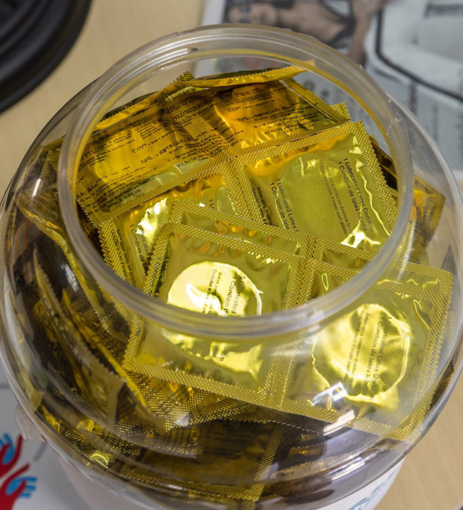 bowl of condoms