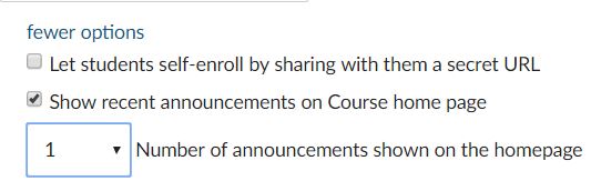 Show announcements on homepage image