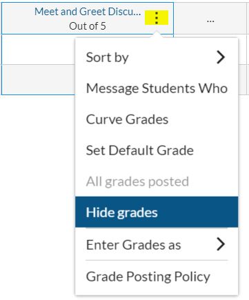 Hide grades in new gradebook