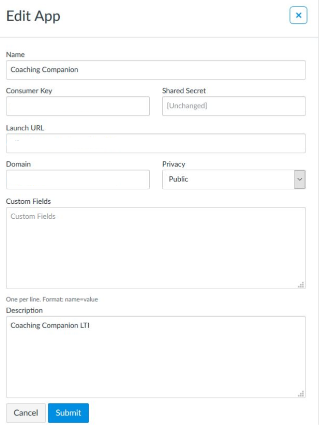 Coaching Companion-EditApp from Course Settings