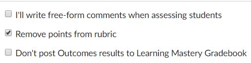 Uncheck remove points from rubric
