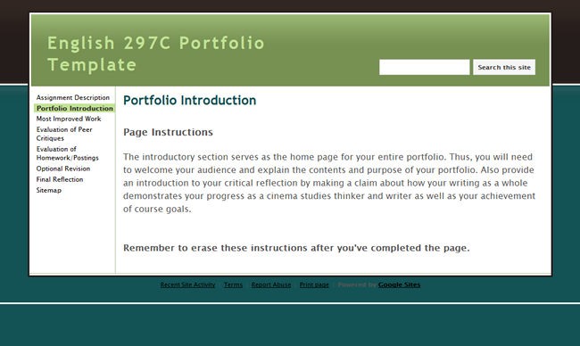 UW CIC Faculty Guide Online :: ePortfolio