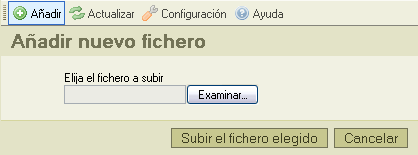 Panel para a챰adir ficheros
