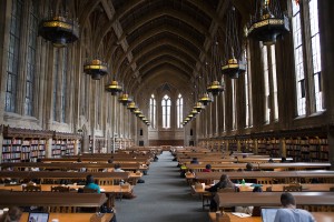 Student study in the Graduate Reading Room at Suzzallo Library, University of Washington Seattle Campus, January 25th, 2012. Photo by Katherine B. Turner