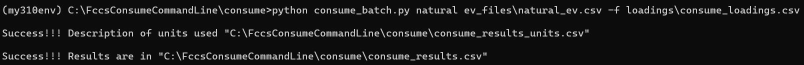 Screencap of running Consume