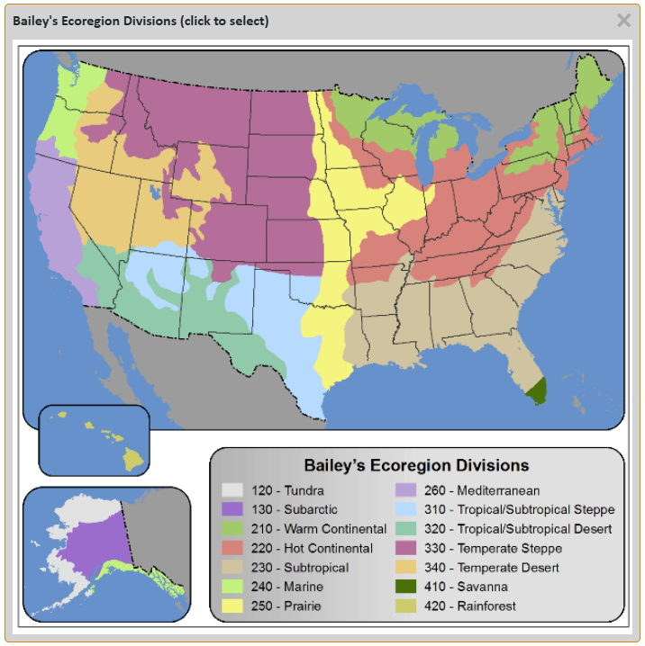 Bailey's Ecoregion Divisions Bailey's Ecoregion Divisions