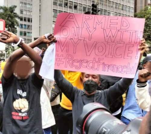 Peaceful protestors in Kenya against Finance Bill 2023.