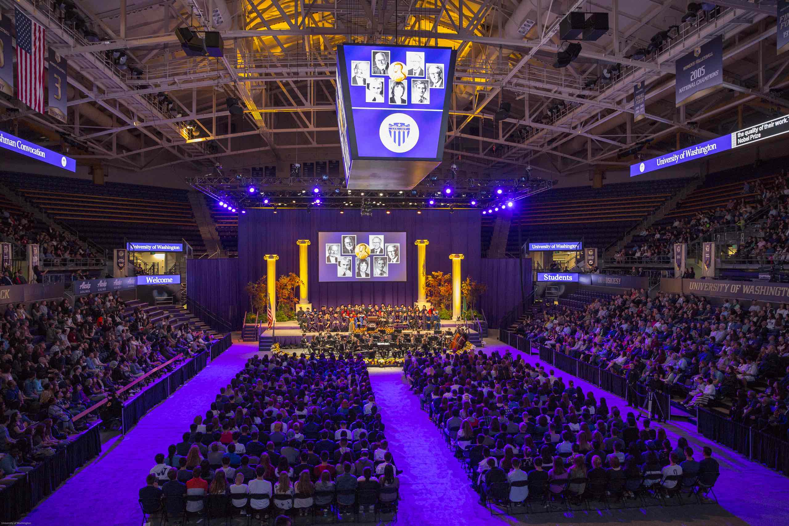 Aerial shot of the Convocation ceremony 2022. The image is held in the Alaska Airlines stadium.