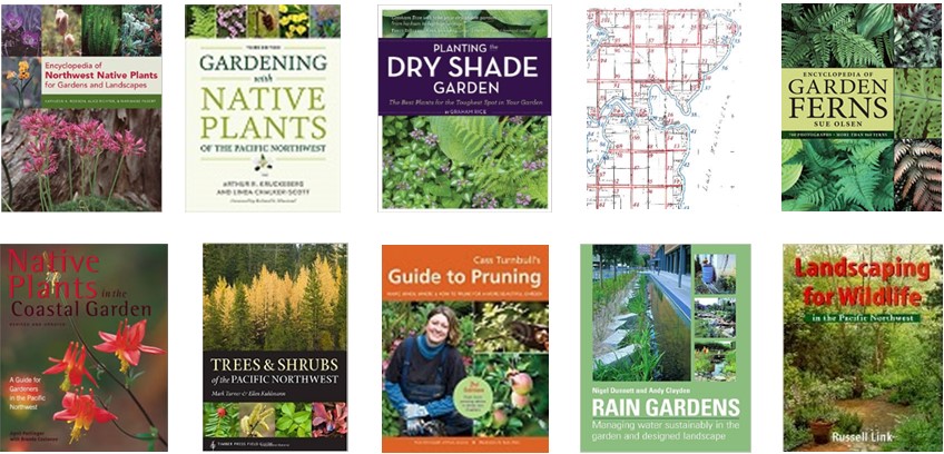 a collage of 10 book covers about gardening and plants