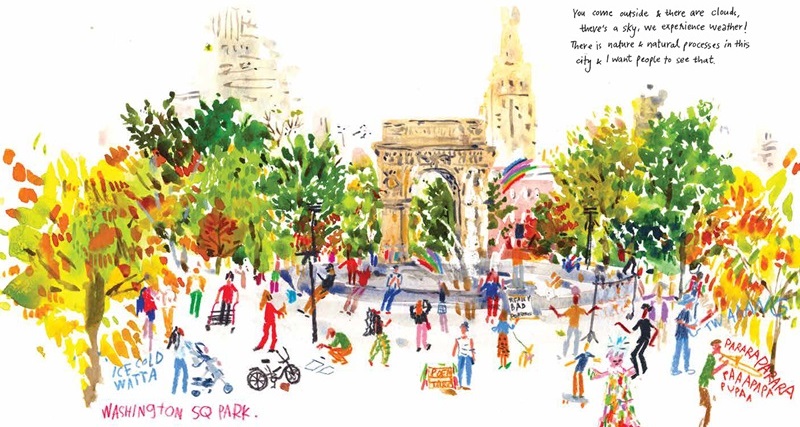 Ishita Jain's colorful sketch of Washington Square Park