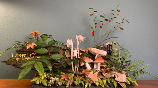 Forest Floor with Monotropa sculpture by Christina Hanson