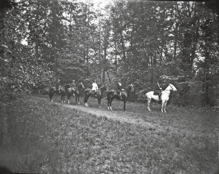 men on horses lined up 