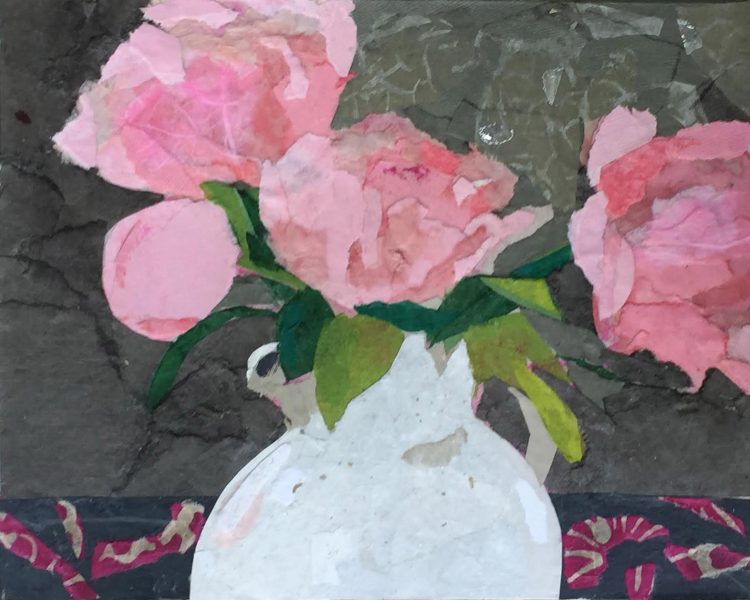 collage of pink flowers in vase