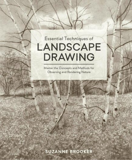 Cover of Essential Techniques of Landscape Drawing: birch trees in field