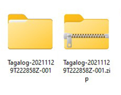 regular folder icon next to a zip file icon.
