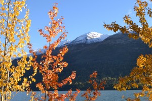 This is Eklutna Lake, the water reservoir north of Anchorage, in late September, 2013, the day after the first snow was dusting the mountains.