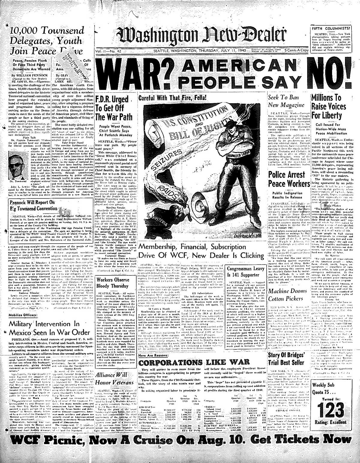 COMPLETE PAPER Cleveland WW2 Newspaper U.S WILL USE POISON GAS ROOSEVELT SAYS 
