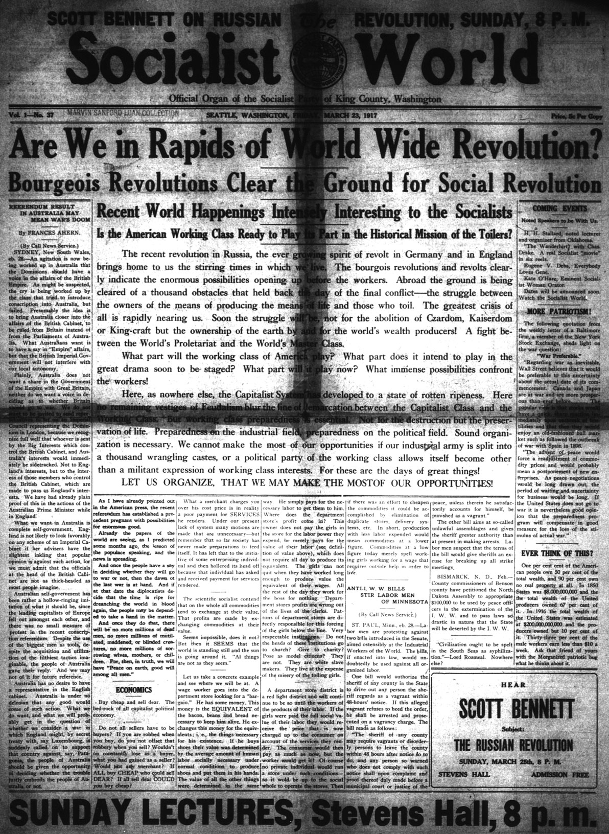 Socialist World (newspaper) Seattle: 1916-1917
